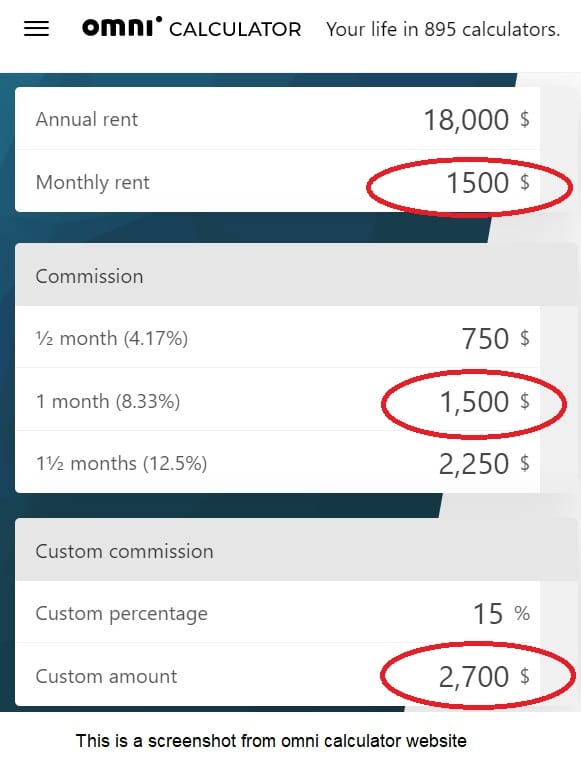 real estate rental commission calculator