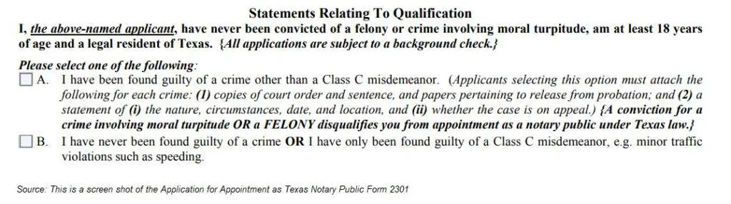 Application for Appointment as Texas Notary Public Form 2301