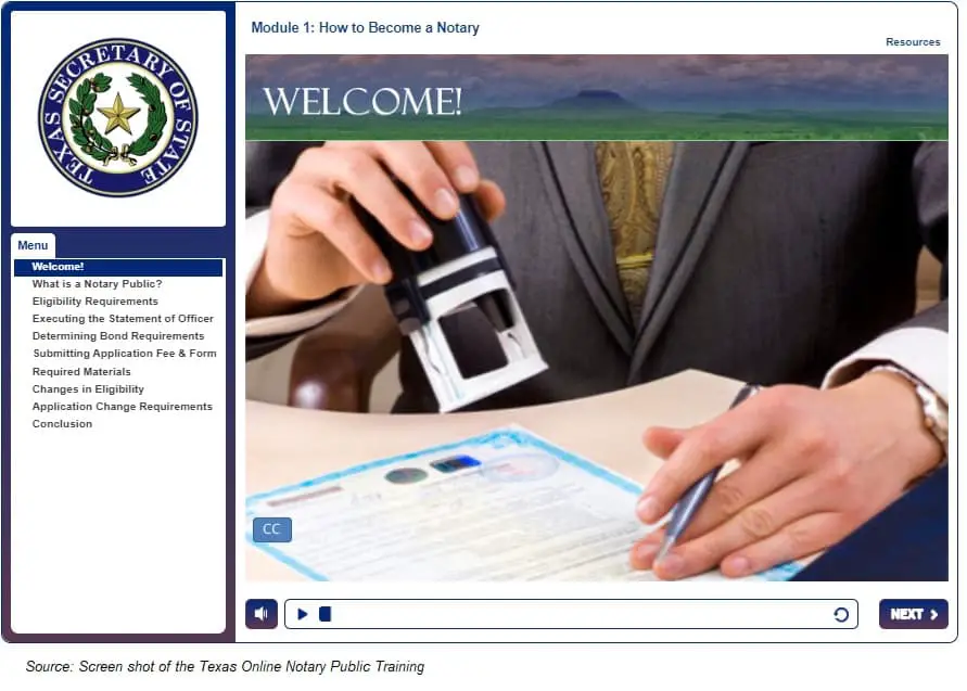 Texas Online Notary Public Training
