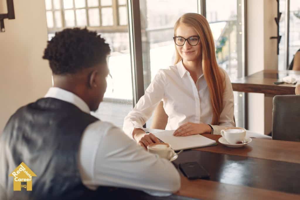 Introverted real estate agent meeting client