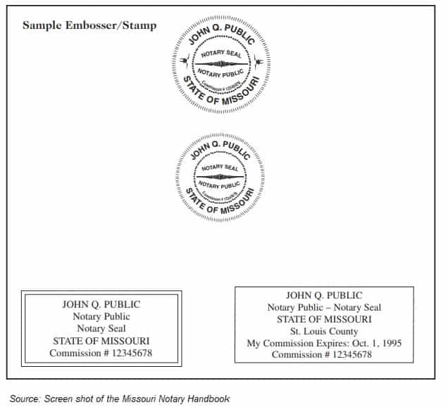 Missouri Notary Stamp and Seal Sample