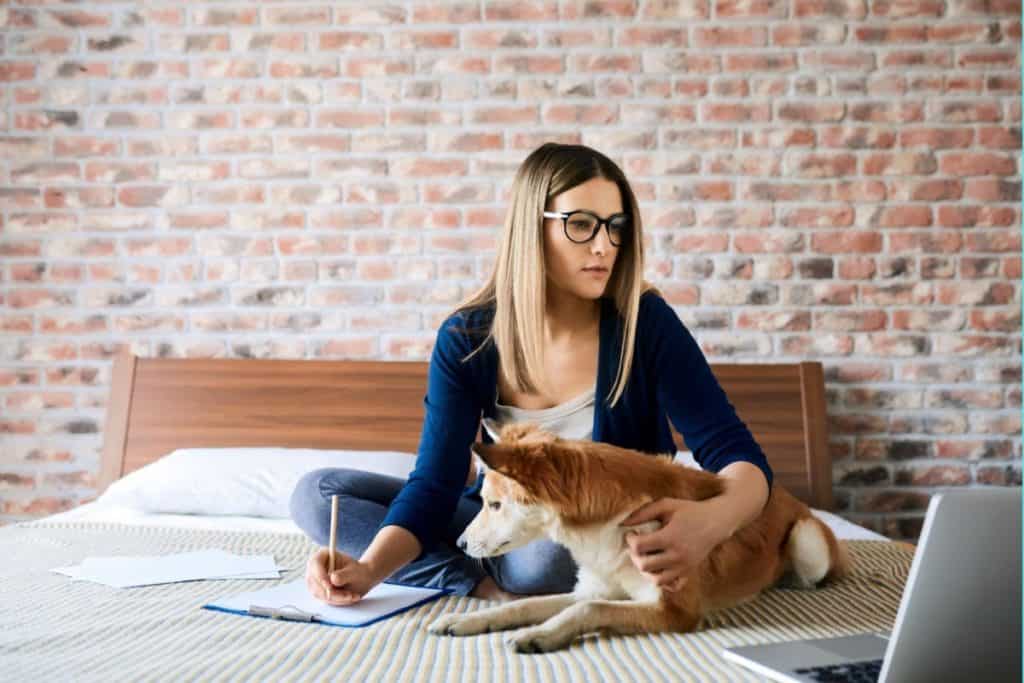 real estate agent working at home