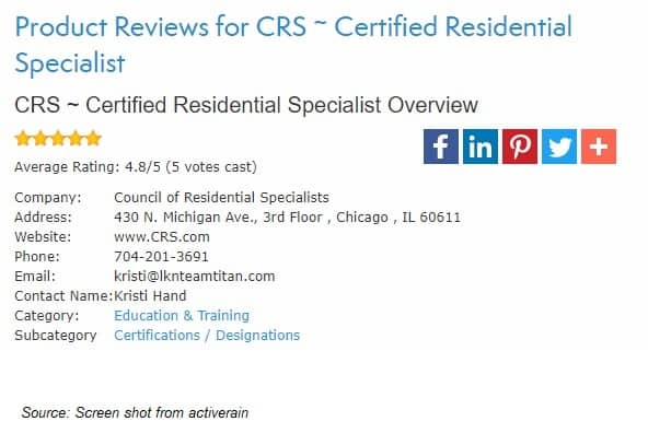 CRS Certified Residential Specialist