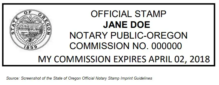 Oregon Official Notary Stamp Imprint Guidelines