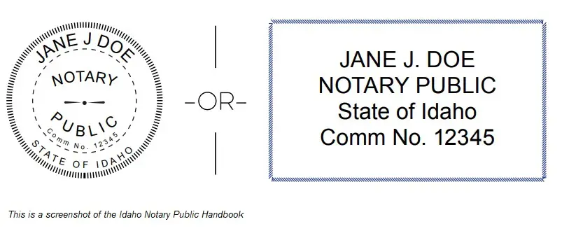 Idaho Notary Stamp/Seal Sample
