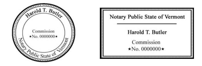 Vermont Notary Stamp Samples 