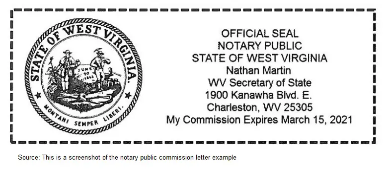 West Virginia Notary Public Seal Sample