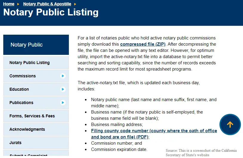 Mark Wills Notary Public Listing on California Secretary of State