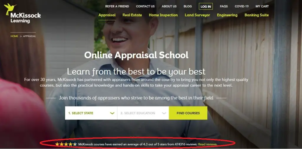 Screenshot of McKissock Learning Student rating