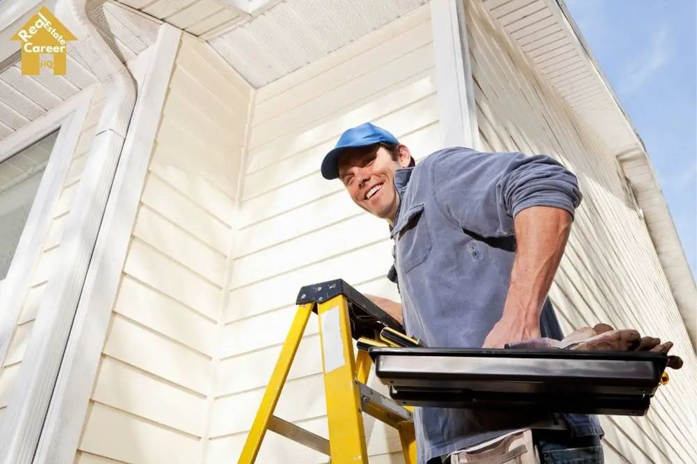 Property manager repairing a rental property