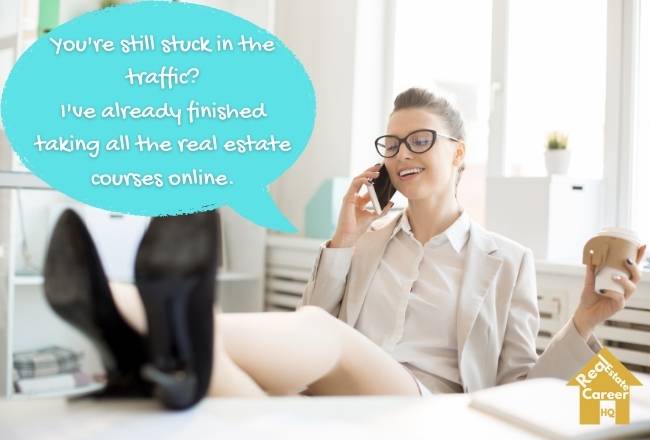 Student is glad about the online real estate courses