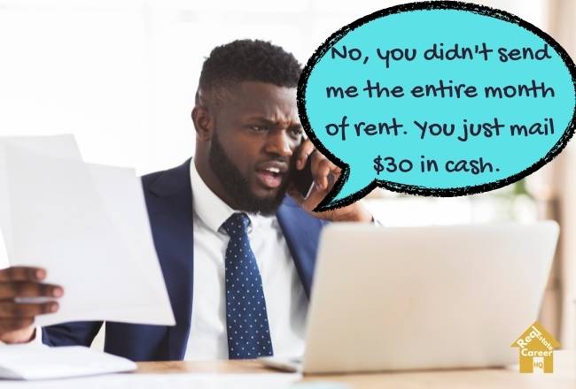 Property manager has disagreement with tenant about rental cash payment