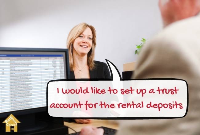 Property manager setting up trust account