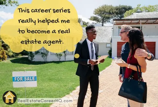 Real estate agent meeting clients