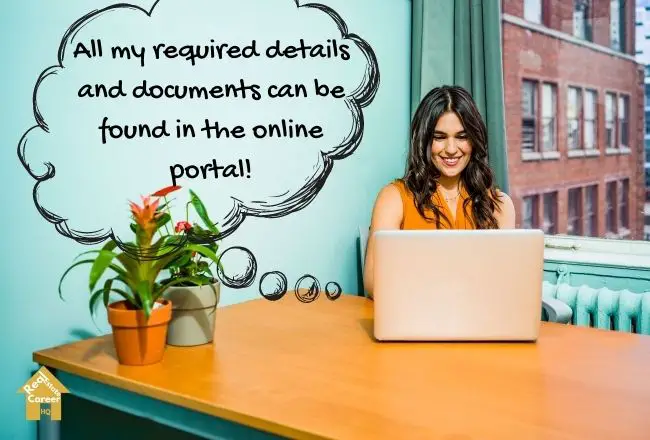 landlord or tenant reviewing rental details through online portal