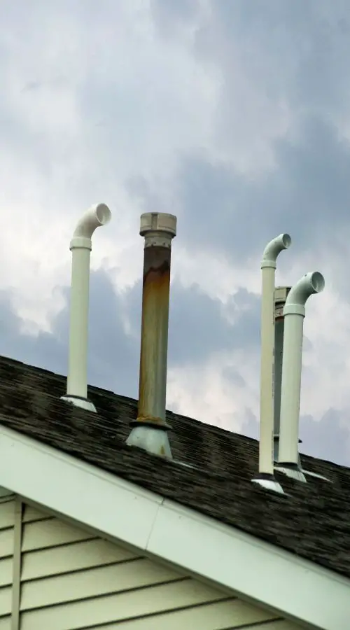 Vent pipe on the roof